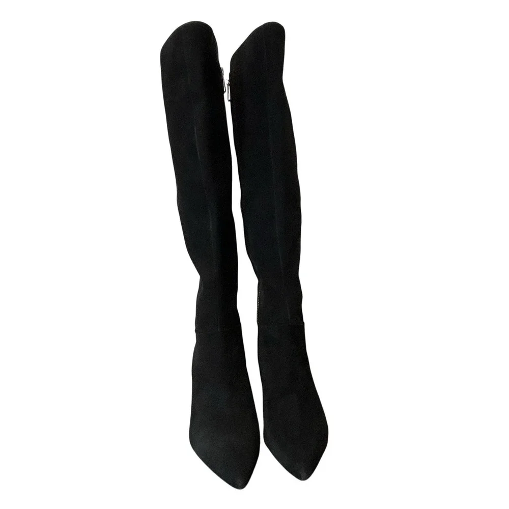 Michael Kors Dorothy Flex Black Suede Knee-High Boots - Size‎ 8.5M - Stiletto